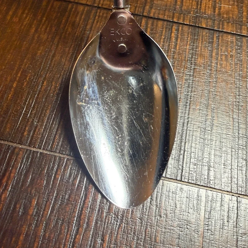 Vintage EKCO USA Stainless Steel Basting Spoon Black Plastic Handle 12 Inch
